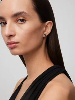 Pendientes de oro blanco de 18K con zafiros azules en talla brillante de 0,77 cts