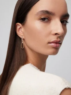 Pendientes de oro blanco y amarillo de 18K con diamantes blancos en talla brillante de 0,2 cts