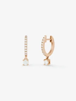 Pendientes de oro rosa de 18K con 20 diamantes en talla brillante con un total de 0,38 cts