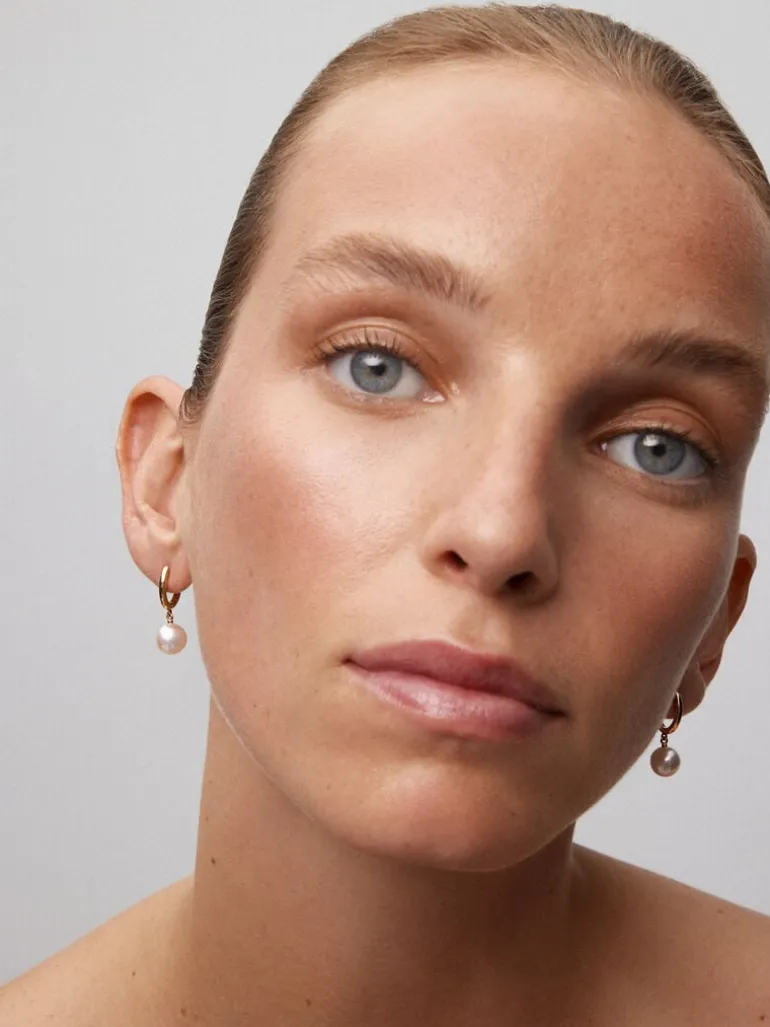 Pendientes de oro rosa de 18K con 2 perlas akoya de 8,5mm