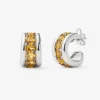 Pendientes de plata 925 con pavé de cuarzos citrinos en talla brillante