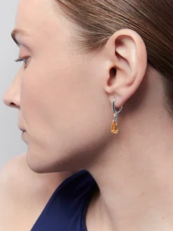 Pendientes de plata 925 con cuarzos citrinos en talla pera