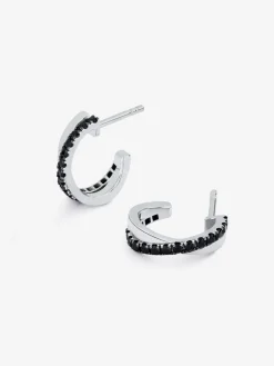Pendientes de plata 925 con 36 espinelas negras en talla brillante