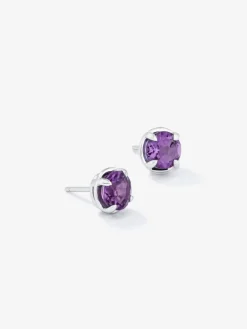 Pendientes de plata 925 con 2 amatistas moradas en talla brillante