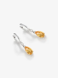 Pendientes de plata 925 con cuarzos citrinos en talla pera