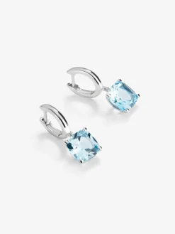 Pendientes de plata 925 con 2 topacios azul sky en talla cushion