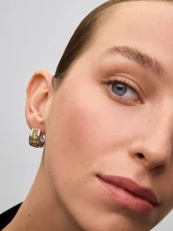 Pendientes de plata 925 con pavé de cuarzos citrinos en talla brillante