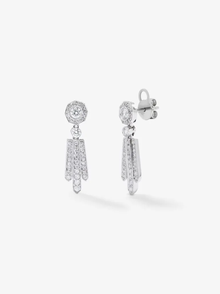 Pendientes desmontables de oro blanco de 18K con diamantes blancos en talla brillante de 0,2 cts