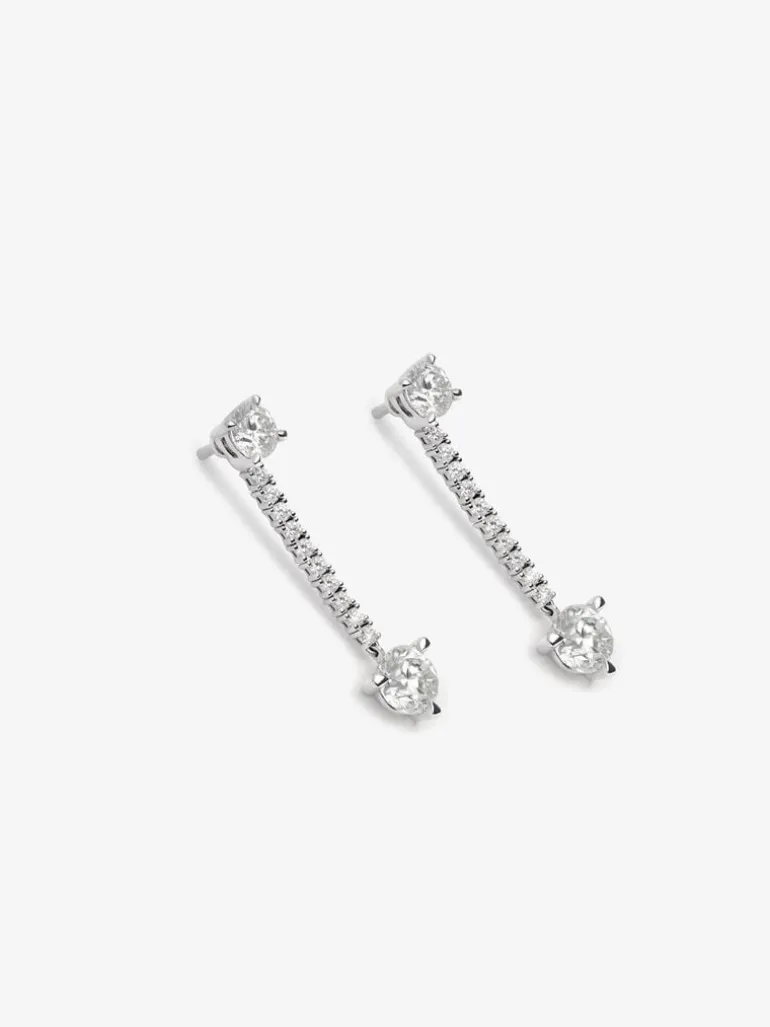 Pendientes desmontables de oro blanco de 18K con diamantes blancos en talla brillante de 3,42 cts