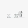 Pendientes flor de oro blanco de 18K con diamantes