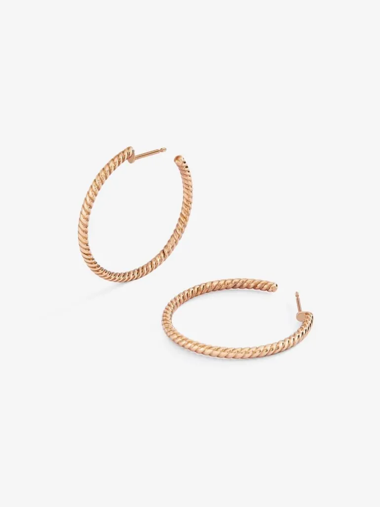 Pendientes gallonados de oro rosa de 18kt