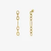 Pendientes largos de eslabones forza de oro amarillo de 18K