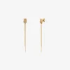 Pendientes largos de oro amarillo de 18K con diamantes blancos en talla brillante de 0,5 cts y forma de nudo