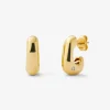 Pendientes medianos de aro de oro amarillo de 18K con diamantes en talla brillante de 0,05 cts