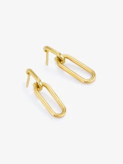 Pendientes medianos de eslabones forza de oro amarillo de 18K