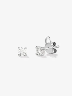 Pendientes solitarios de oro blanco de 18K con 2 diamantes en talla brillante con un total de 0,2 cts