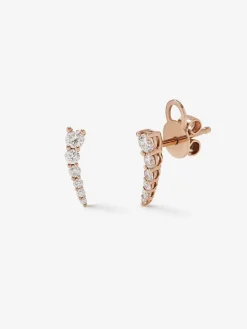 Pendientes trepadores de oro rosa de 18K con diamantes
