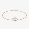 Pulsera cadena con estrella de oro rosa de 18K con diamantes