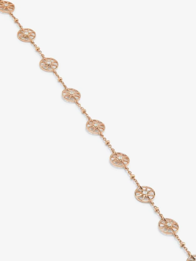 Pulsera cadena con estrellas de oro rosa de 18K con diamantes