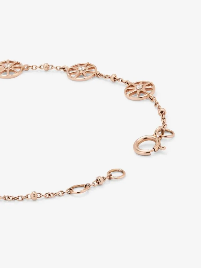 Pulsera cadena con estrellas de oro rosa de 18K con diamantes