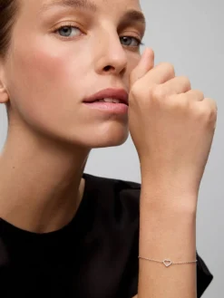 Pulsera cadena corazón de oro blanco de 18K de diamantes