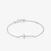 Pulsera cadena cruz de oro blanco de 18K de diamantes