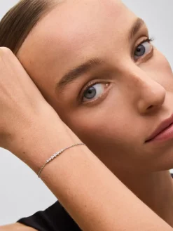 Pulsera cadena de oro blanco de 18K de diamantes