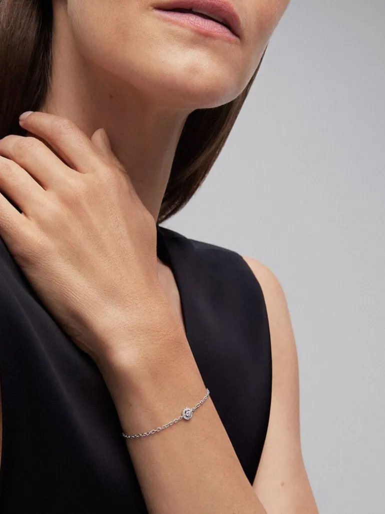 Pulsera de grace de oro blanco con diamante