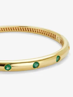 Pulsera de oro amarillo de 18K con esmeraldas en talla brillante de 1,02 cts