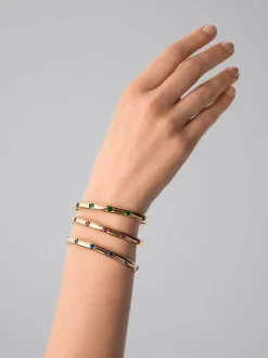 Pulsera de oro amarillo de 18K con esmeraldas en talla brillante de 1,02 cts