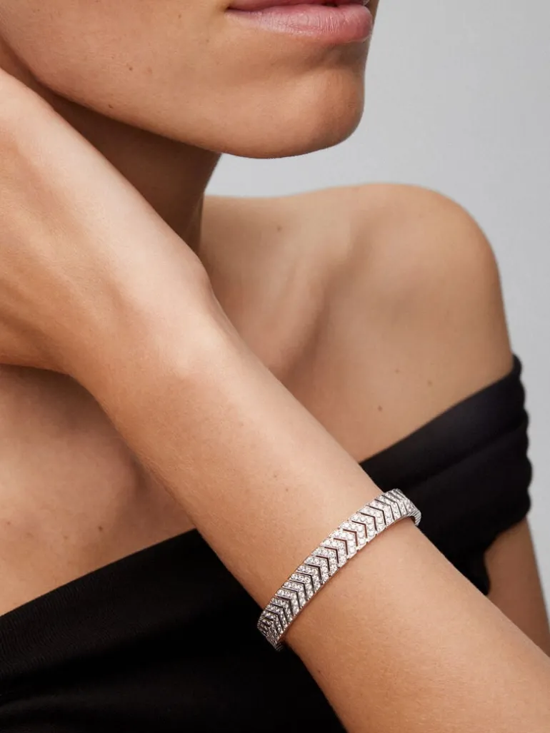 Pulsera de oro blanco de 18K con diamante