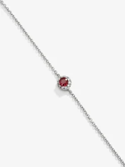 Pulsera de oro blanco de 18K con rubí 0,21 cts y diamantes 0,06 cts