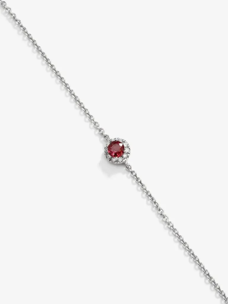 Pulsera de oro blanco de 18K con rubí 0,21 cts y diamantes 0,06 cts