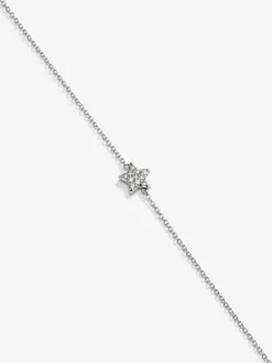 Pulsera de oro blanco de 18K con diamantes blancos en talla brillante de 0,05 cts con forma de estrella