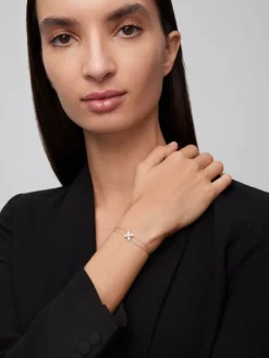 Pulsera de oro blanco de 18K con diamantes blancos en talla brillante de 0,16 cts
