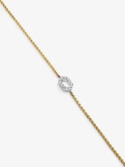 Pulsera de oro blanco y amarillo de 18K con diamantes blancos en talla brillante de 0,03 cts