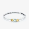 Pulsera de plata 925 con amatista verde en talla cushion de 2,47 cts y cuarzos citrinos en talla cushion de 1,62 cts
