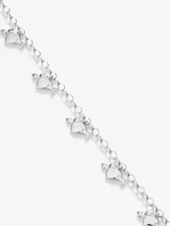 Pulsera de plata 925 con corazones y 7 diamantes en talla brillante con un total de 0,05 cts