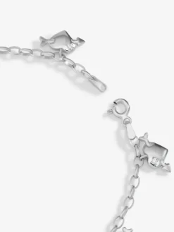 Pulsera de plata 925 con corazones y 7 diamantes en talla brillante con un total de 0,05 cts