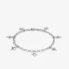 Pulsera de plata 925 con estrellas y 7 diamantes en talla brillante con un total de 0,05 cts