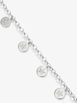 Pulsera de plata 925 con estrellas y diamante de 0,05 cts