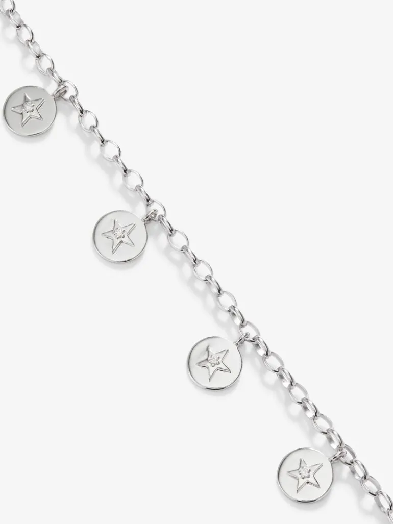 Pulsera de plata 925 con estrellas y diamante de 0,05 cts