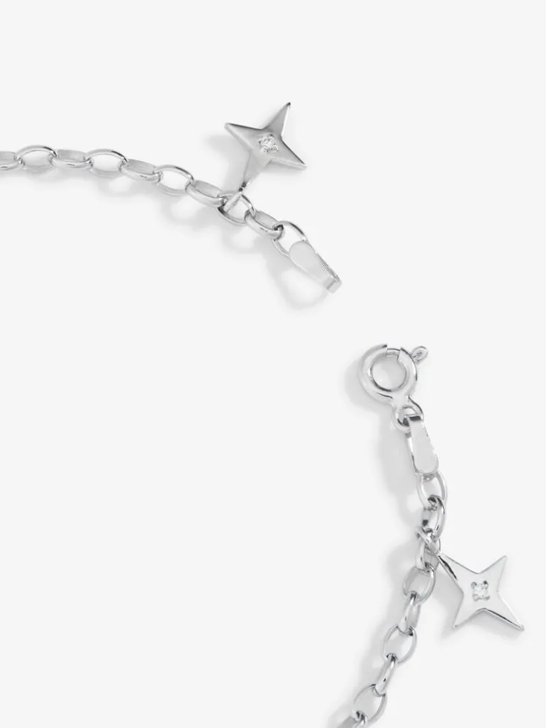 Pulsera de plata 925 con estrellas y 7 diamantes en talla brillante con un total de 0,05 cts