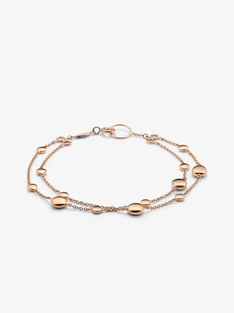 Pulsera doble de oro rosa de 18K