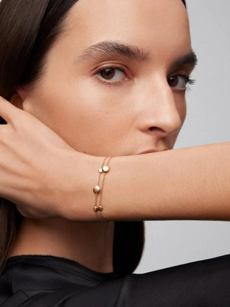 Pulsera doble de oro rosa de 18K