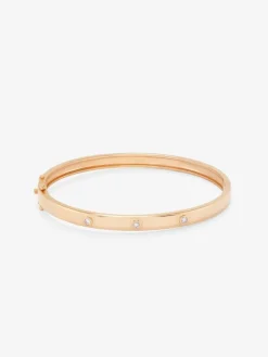 Pulsera rígida de oro rosa de 18K con diamantes blancos en talla brillante de 0,13 cts