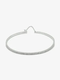 Pulsera rígida de oro blanco de 18K con 42 diamantes en talla brillante con un total de 0,71 cts