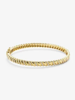 Pulsera rígida de oro amarillo de 18K con diamantes blancos en talla brillante de 0,58 cts