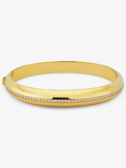 Pulsera rígida de oro amarillo de 18K con pavé de diamantes en talla brillante