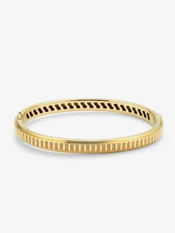 Pulsera r&iacute;gida de oro amarillo de 18K con 123 diamantes en talla brillante con un total de 0,3 cts